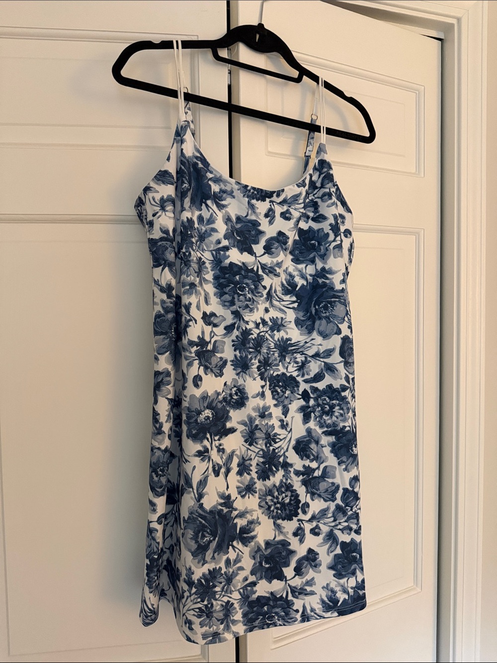 Abercrombie & Fitch White Athletic Mini Dress with Blue Floral Print and Shorts